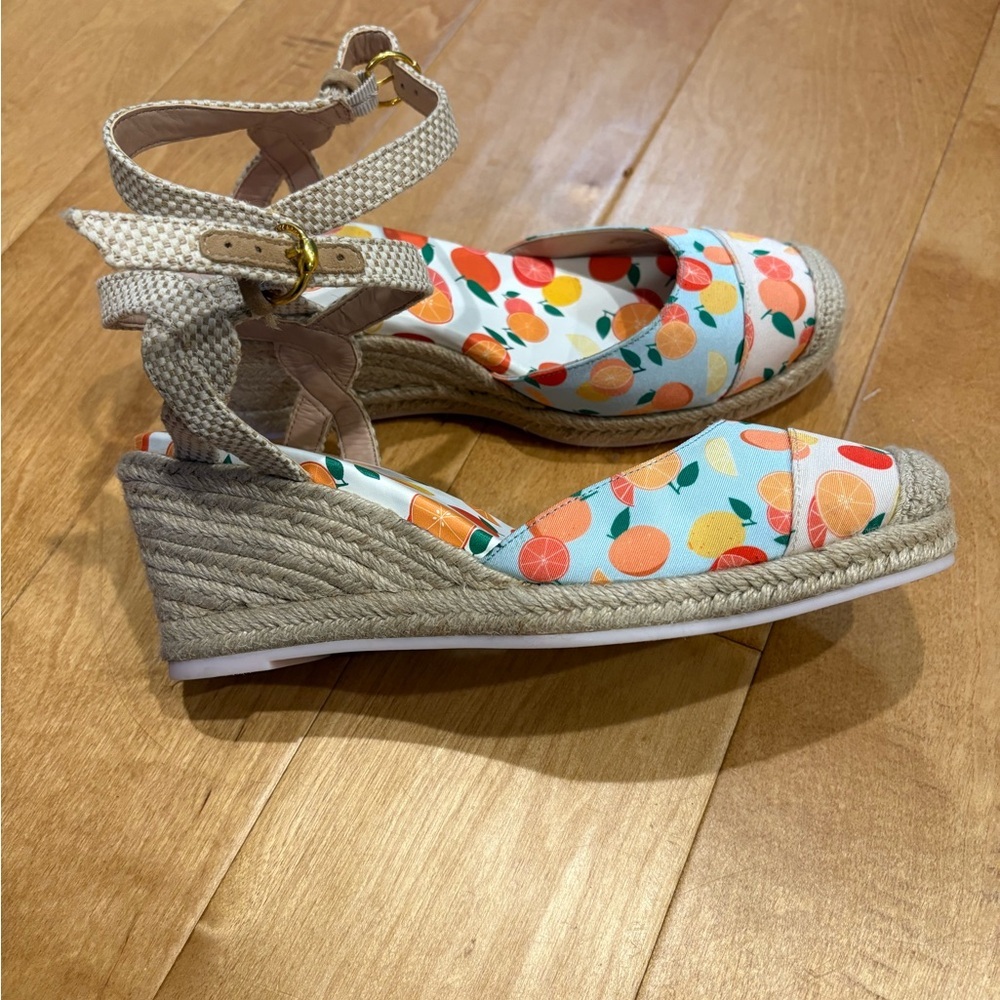 Cole Haan Cloudfeel Espadrille Wedge sandals citrus lemon orange shoes new 9.5 - Picture 2 of 9